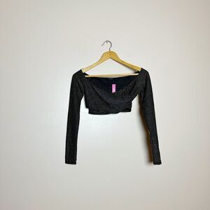 CLEARANCE! Metallic Boutique Crisscross Front Crop Top Size M NWT
